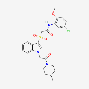 molecular formula C25H28ClN3O5S B3018298 N-(5-氯-2-甲氧基苯基)-2-((1-(2-(4-甲基哌啶-1-基)-2-氧代乙基)-1H-吲哚-3-基)磺酰基)乙酰胺 CAS No. 878059-68-8