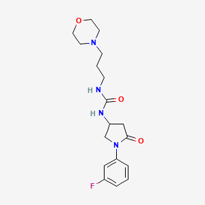 molecular formula C18H25FN4O3 B3018300 1-(1-(3-Fluorophenyl)-5-oxopyrrolidin-3-yl)-3-(3-morpholinopropyl)urea CAS No. 894027-03-3