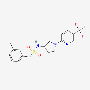 molecular formula C18H20F3N3O2S B3018303 1-m-tolyl-N-(1-(5-(trifluoromethyl)pyridin-2-yl)pyrrolidin-3-yl)methanesulfonamide CAS No. 2097914-36-6