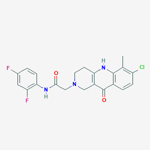 molecular formula C21H18ClF2N3O2 B3018309 2-(7-chloro-6-methyl-10-oxo-1,3,4,5-tetrahydrobenzo[b][1,6]naphthyridin-2-yl)-N-(2,4-difluorophenyl)acetamide CAS No. 1251613-04-3