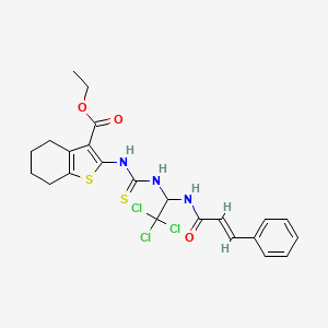 (E)-ethyl 2-(3-(2,2,2-trichloro-1-cinnamamidoethyl)thioureido)-4,5,6,7-tetrahydrobenzo[b]thiophene-3-carboxylate