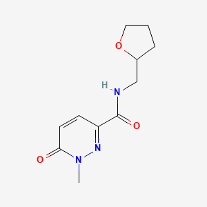 molecular formula C11H15N3O3 B3018321 1-methyl-6-oxo-N-((tetrahydrofuran-2-yl)methyl)-1,6-dihydropyridazine-3-carboxamide CAS No. 1049512-11-9