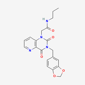 molecular formula C20H20N4O5 B3018322 2-(3-(苯并[d][1,3]二氧杂环-5-基甲基)-2,4-二氧代-3,4-二氢吡啶并[3,2-d]嘧啶-1(2H)-基)-N-丙基乙酰胺 CAS No. 921840-99-5