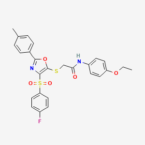 N-(4-ethoxyphenyl)-2-((4-((4-fluorophenyl)sulfonyl)-2-(p-tolyl)oxazol-5-yl)thio)acetamide