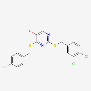 4-[(4-Chlorobenzyl)sulfanyl]-2-[(3,4-dichlorobenzyl)sulfanyl]-5-pyrimidinyl methyl ether