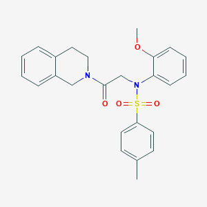 molecular formula C25H26N2O4S B301833 N-[2-(3,4-dihydroisoquinolin-2(1H)-yl)-2-oxoethyl]-N-(2-methoxyphenyl)-4-methylbenzenesulfonamide 