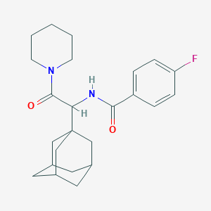 molecular formula C24H31FN2O2 B3018330 N-[1-(1-adamantyl)-2-oxo-2-piperidin-1-ylethyl]-4-fluorobenzamide CAS No. 1008423-59-3