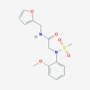 molecular formula C15H18N2O5S B301834 N-Furan-2-ylmethyl-2-[methanesulfonyl-(2-methoxy-phenyl)-amino]-acetamide 