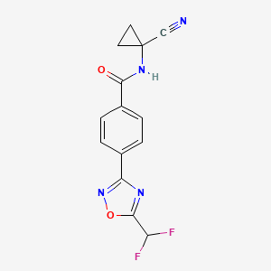 molecular formula C14H10F2N4O2 B3018345 N-(1-Cyanocyclopropyl)-4-[5-(difluoromethyl)-1,2,4-oxadiazol-3-yl]benzamide CAS No. 2418695-27-7