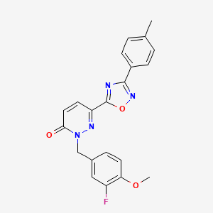 molecular formula C21H17FN4O3 B3018354 2-(3-fluoro-4-methoxybenzyl)-6-(3-(p-tolyl)-1,2,4-oxadiazol-5-yl)pyridazin-3(2H)-one CAS No. 1251704-79-6