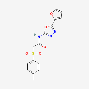 molecular formula C15H13N3O5S B3018358 N-(5-(furan-2-yl)-1,3,4-oxadiazol-2-yl)-2-tosylacetamide CAS No. 895452-86-5