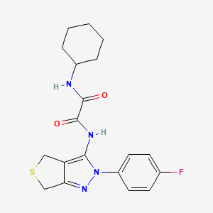 molecular formula C19H21FN4O2S B3018360 N-cyclohexyl-N'-[2-(4-fluorophenyl)-4,6-dihydrothieno[3,4-c]pyrazol-3-yl]oxamide CAS No. 899969-80-3