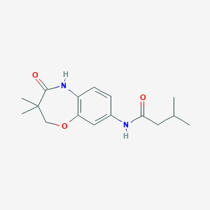 molecular formula C16H22N2O3 B3018369 N-(3,3-二甲基-4-氧代-2,3,4,5-四氢苯并[b][1,4]恶杂环庚-8-基)-3-甲基丁酰胺 CAS No. 921810-48-2