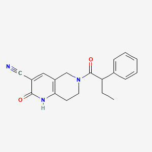 molecular formula C19H19N3O2 B3018370 2-Oxo-6-(2-phenylbutanoyl)-1,2,5,6,7,8-hexahydro-1,6-naphthyridine-3-carbonitrile CAS No. 2034448-15-0