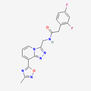 molecular formula C18H14F2N6O2 B3018388 2-(2,4-二氟苯基)-N-((8-(3-甲基-1,2,4-恶二唑-5-基)-[1,2,4]三唑并[4,3-a]吡啶-3-基)甲基)乙酰胺 CAS No. 1903277-10-0