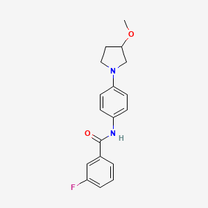 molecular formula C18H19FN2O2 B3018390 3-fluoro-N-(4-(3-methoxypyrrolidin-1-yl)phenyl)benzamide CAS No. 1796970-75-6