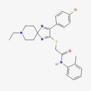 molecular formula C24H27BrN4OS B3018391 2-((3-(4-溴苯基)-8-乙基-1,4,8-三氮杂螺[4.5]癸-1,3-二烯-2-基)硫代)-N-(邻甲苯基)乙酰胺 CAS No. 1224008-82-5