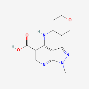 molecular formula C13H16N4O3 B3018395 1-甲基-4-(氧杂-4-基氨基)吡唑并[3,4-b]吡啶-5-羧酸 CAS No. 1913853-77-6