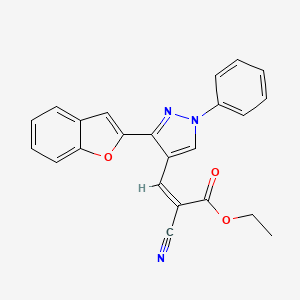 molecular formula C23H17N3O3 B3018398 (Z)-ethyl 3-(3-(benzofuran-2-yl)-1-phenyl-1H-pyrazol-4-yl)-2-cyanoacrylate CAS No. 1007543-32-9