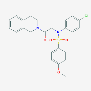 molecular formula C24H23ClN2O4S B301840 N-(4-chlorophenyl)-N-[2-(3,4-dihydroisoquinolin-2(1H)-yl)-2-oxoethyl]-4-methoxybenzenesulfonamide 