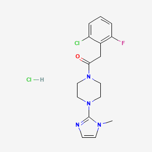 molecular formula C16H19Cl2FN4O B3018400 2-(2-chloro-6-fluorophenyl)-1-(4-(1-methyl-1H-imidazol-2-yl)piperazin-1-yl)ethanone hydrochloride CAS No. 1351644-19-3