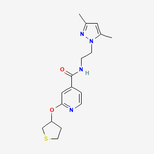 molecular formula C17H22N4O2S B3018407 N-(2-(3,5-dimethyl-1H-pyrazol-1-yl)ethyl)-2-((tetrahydrothiophen-3-yl)oxy)isonicotinamide CAS No. 2034360-29-5