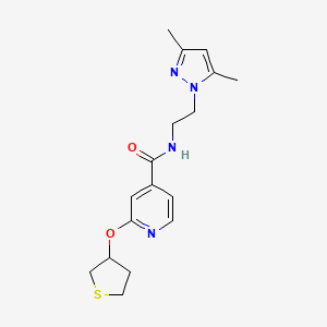 molecular formula C17H22N4O2S B3018407 N-(2-(3,5-二甲基-1H-吡唑-1-基)乙基)-2-((四氢噻吩-3-基)氧基)异烟酰胺 CAS No. 2034360-29-5