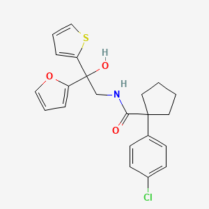 molecular formula C22H22ClNO3S B3018416 1-(4-chlorophenyl)-N-(2-(furan-2-yl)-2-hydroxy-2-(thiophen-2-yl)ethyl)cyclopentanecarboxamide CAS No. 2034399-41-0