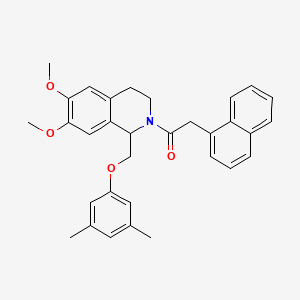 molecular formula C32H33NO4 B3018425 1-(1-((3,5-二甲基苯氧基)甲基)-6,7-二甲氧基-3,4-二氢异喹啉-2(1H)-基)-2-(萘-1-基)乙酮 CAS No. 680605-36-1