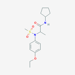 molecular formula C17H26N2O4S B301843 N-Cyclopentyl-2-[(4-ethoxy-phenyl)-methanesulfonyl-amino]-propionamide 
