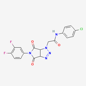 molecular formula C18H12ClF2N5O3 B3018430 N-(4-chlorophenyl)-2-[5-(3,4-difluorophenyl)-4,6-dioxo-4,5,6,6a-tetrahydropyrrolo[3,4-d][1,2,3]triazol-1(3aH)-yl]acetamide CAS No. 1052563-17-3