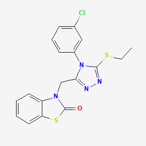 molecular formula C18H15ClN4OS2 B3018433 3-((4-(3-chlorophenyl)-5-(ethylthio)-4H-1,2,4-triazol-3-yl)methyl)benzo[d]thiazol-2(3H)-one CAS No. 847403-37-6