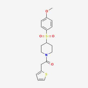 molecular formula C18H21NO4S2 B3018435 1-(4-((4-甲氧基苯基)磺酰基)哌啶-1-基)-2-(噻吩-2-基)乙酮 CAS No. 1705273-63-7