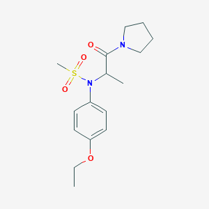 molecular formula C16H24N2O4S B301844 N-(4-ethoxyphenyl)-N-[1-methyl-2-oxo-2-(1-pyrrolidinyl)ethyl]methanesulfonamide 
