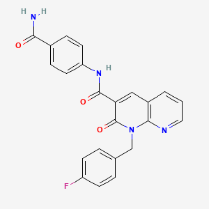 molecular formula C23H17FN4O3 B3018443 N-(4-carbamoylphenyl)-1-(4-fluorobenzyl)-2-oxo-1,2-dihydro-1,8-naphthyridine-3-carboxamide CAS No. 946331-71-1