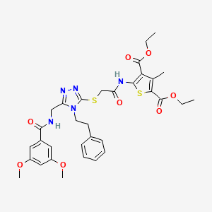 molecular formula C33H37N5O8S2 B3018448 diethyl 5-(2-((5-((3,5-dimethoxybenzamido)methyl)-4-phenethyl-4H-1,2,4-triazol-3-yl)thio)acetamido)-3-methylthiophene-2,4-dicarboxylate CAS No. 393814-10-3