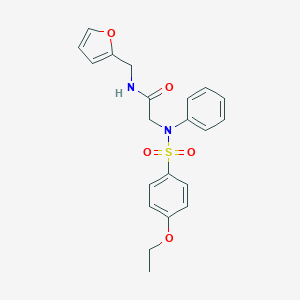 molecular formula C21H22N2O5S B301846 2-[(4-Ethoxy-benzenesulfonyl)-phenyl-amino]-N-furan-2-ylmethyl-acetamide 