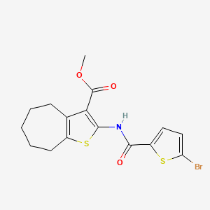 molecular formula C16H16BrNO3S2 B3018460 2-(5-溴噻吩-2-甲酰氨基)-5,6,7,8-四氢-4H-环庚并[b]噻吩-3-甲酸甲酯 CAS No. 477571-32-7