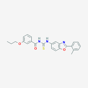 molecular formula C25H23N3O3S B301847 N-{[2-(2-methylphenyl)-1,3-benzoxazol-5-yl]carbamothioyl}-3-propoxybenzamide 