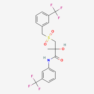molecular formula C19H17F6NO4S B3018476 2-hydroxy-2-methyl-3-{[3-(trifluoromethyl)benzyl]sulfonyl}-N-[3-(trifluoromethyl)phenyl]propanamide CAS No. 339275-67-1