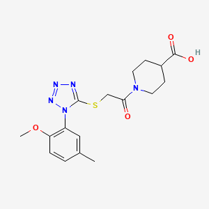 molecular formula C17H21N5O4S B3018481 1-(2-{[1-(2-methoxy-5-methylphenyl)-1H-1,2,3,4-tetrazol-5-yl]sulfanyl}acetyl)piperidine-4-carboxylic acid CAS No. 731801-16-4