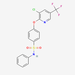 molecular formula C18H12ClF3N2O3S B3018483 4-((3-Chloro-5-(trifluoromethyl)-2-pyridinyl)oxy)-N-phenylbenzenesulfonamide CAS No. 338775-45-4