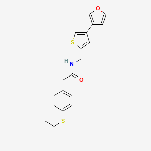 N-[[4-(Furan-3-yl)thiophen-2-yl]methyl]-2-(4-propan-2-ylsulfanylphenyl)acetamide