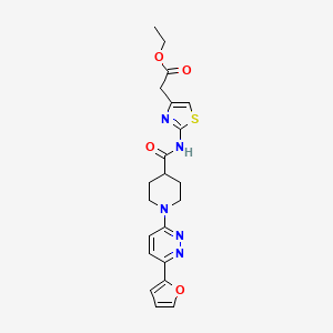 Ethyl 2-(2-(1-(6-(furan-2-yl)pyridazin-3-yl)piperidine-4-carboxamido)thiazol-4-yl)acetate