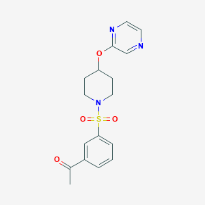 molecular formula C17H19N3O4S B3018498 1-(3-((4-(吡嗪-2-氧基)哌啶-1-基)磺酰基)苯基)乙酮 CAS No. 1448052-14-9