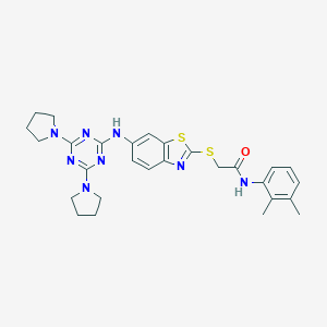 molecular formula C28H32N8OS2 B301852 2-(6-(4,6-di(pyrrolidin-1-yl)-1,3,5-triazin-2-ylamino)benzo[d]thiazol-2-ylthio)-N-(2,3-dimethylphenyl)acetamide 