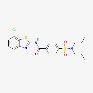 molecular formula C21H24ClN3O3S2 B3018521 N-(7-chloro-4-methyl-1,3-benzothiazol-2-yl)-4-(dipropylsulfamoyl)benzamide CAS No. 896675-85-7