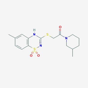 2-((6-methyl-1,1-dioxido-4H-benzo[e][1,2,4]thiadiazin-3-yl)thio)-1-(3-methylpiperidin-1-yl)ethanone