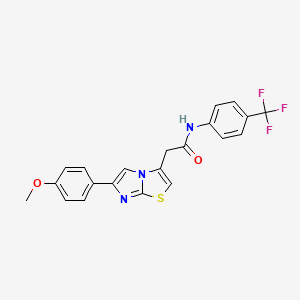 molecular formula C21H16F3N3O2S B3018531 2-[6-(4-methoxyphenyl)imidazo[2,1-b][1,3]thiazol-3-yl]-N-[4-(trifluoromethyl)phenyl]acetamide CAS No. 897460-65-0