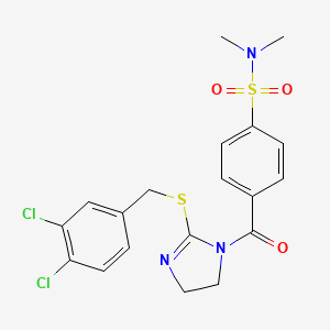 4-[2-[(3,4-dichlorophenyl)methylsulfanyl]-4,5-dihydroimidazole-1-carbonyl]-N,N-dimethylbenzenesulfonamide